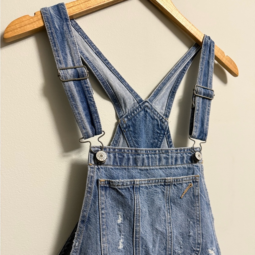 American Eagle Distressed Denim Overalls, size small